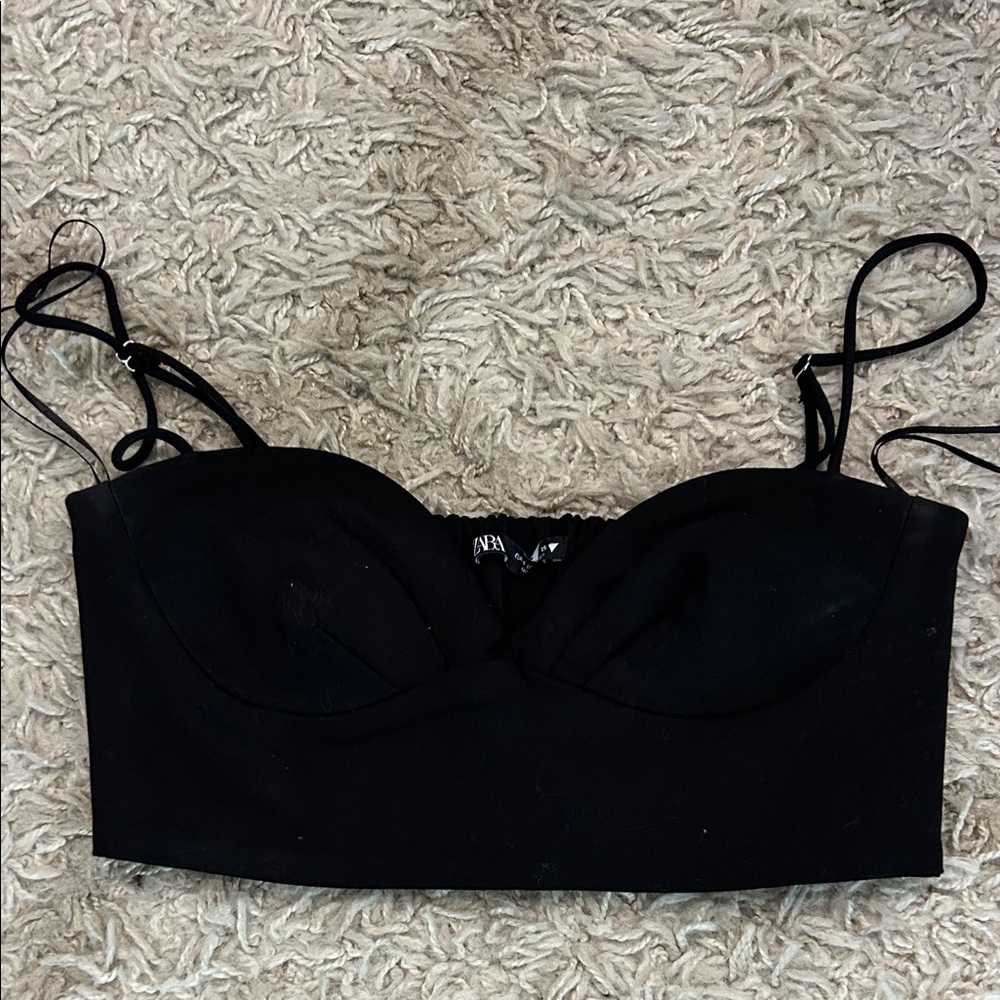 Zara Elegant Black Bustier Top size small